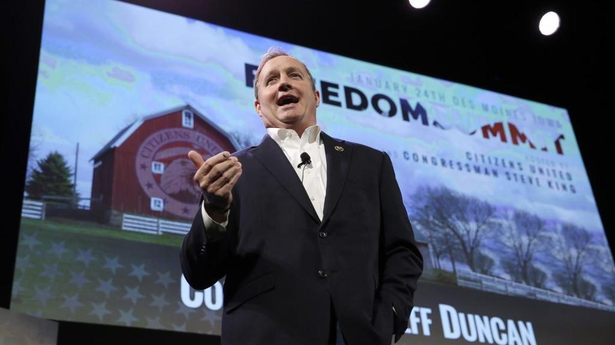Rep. Jeff Duncan, R-S.C., defended his proposal to ease restrictions on gun silencers after a New York senator went on a tweet storm to disparage the legislation. In the photo, Duncan speaks during the Freedom Summit, Jan. 24, 2015, in Des Moines, Iowa.
