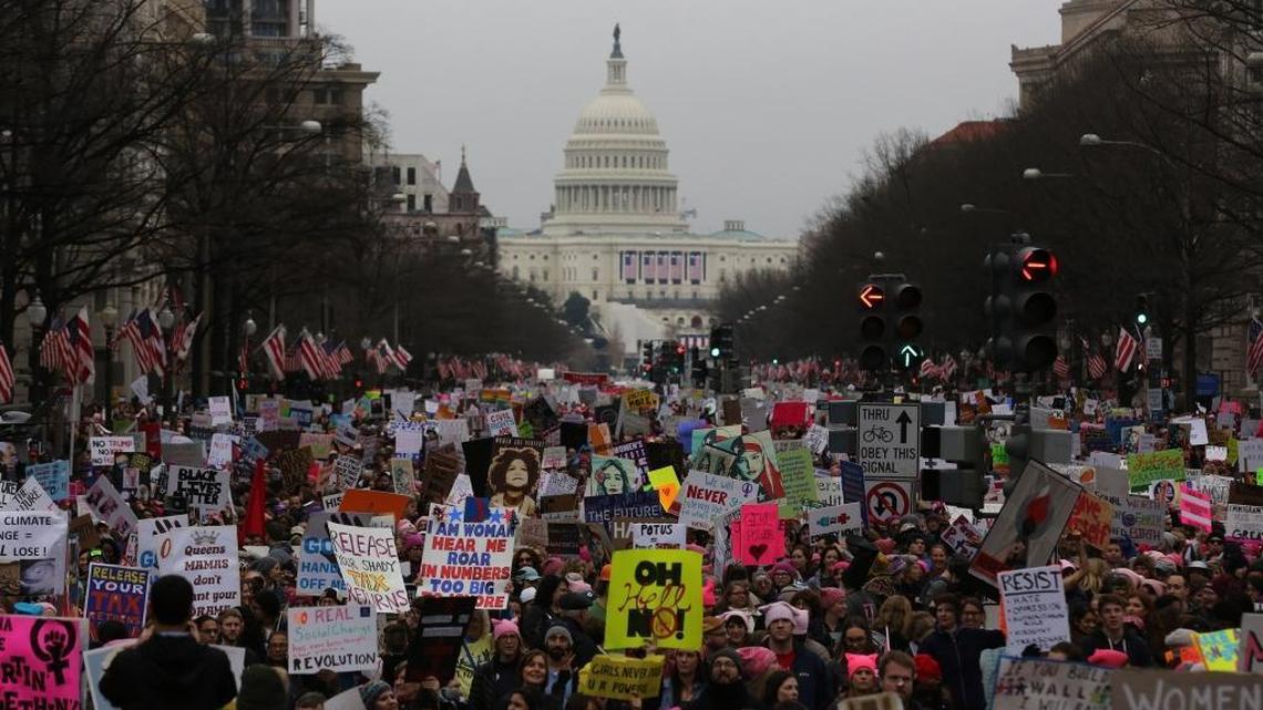 Tens of thousands marched down Pennsylvania Avenue to the White House during the Women’s March on Washington on Jan. 21, 2017.