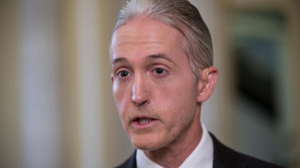 House Benghazi Committee Chairman Rep. Trey Gowdy, R-S.C., speaks during a TV news interview with MSNBC, on Capitol Hill in Washington, Tuesday, June 28, 2016, to discuss the release of his final report on the 2012 attacks on the U.S. consulate in Benghazi, Libya, where a violent mob killed four Americans, including Ambassador Christopher Stevens.