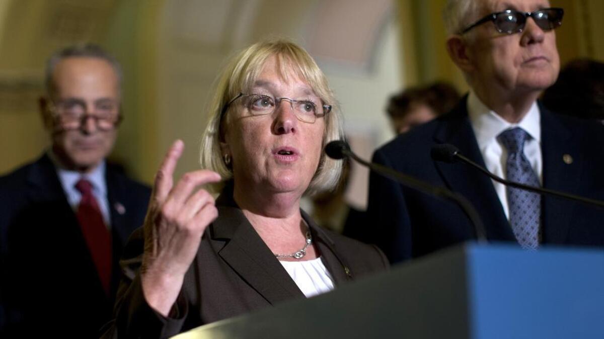 Sen. Patty Murray, D-Wash., donated $1 million of her campaign funds to help other Senate Democrats win their races in November. She’s considered a shoo-in to win a fifth term. Murray is shown here with Sen. Chuck Schumer, D-N.Y., left, and Senate Minority Leader Harry Reid, D-Nev., speaking to the media after a policy luncheon on Capitol Hill on July 8, 2015.