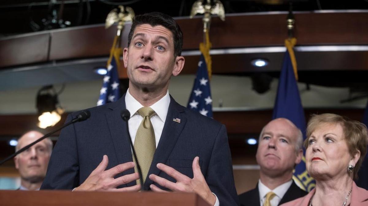 Speaker of the House Paul Ryan, R-Wis.,is joined by, from left, Rep. Tom Marino, R-Pa., Rep. Mike Coffman, R-Colo., and Rep. Kay Granger, R-Texas.