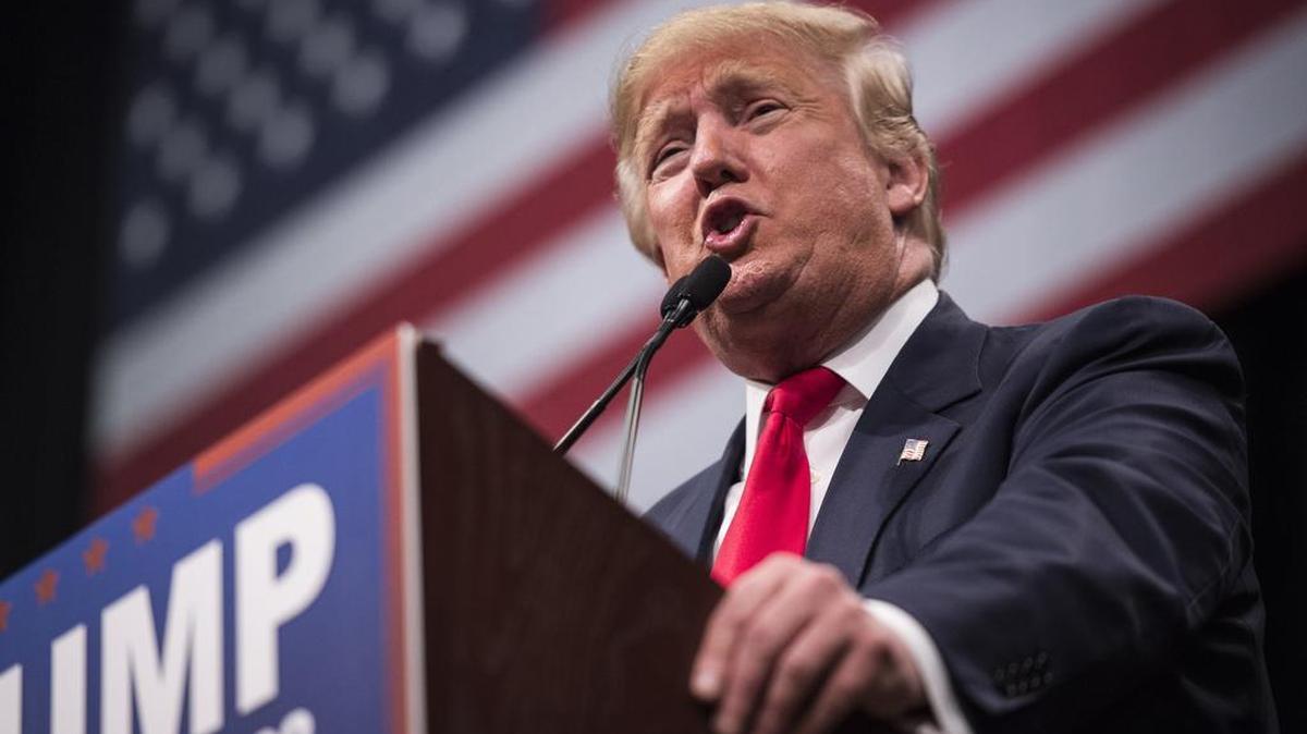 Republican presidential candidate Donald Trump speaks Friday in Myrtle Beach, S.C. His remarks Friday on a questionable story about a U.S. general using bullets dipped in pig’s blood to execute Muslim prisoners have prompted a challenge from the sister of a Muslim man murdered in North Carolina last year.
