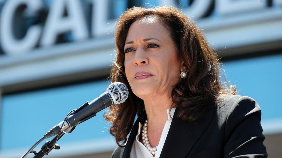 U.S. Sen. Kamala Harris, D-Calif., at a rally against the repeal or replacement of Obamacare, at Harbor-UCLA Medical Center in Torrance, Calif