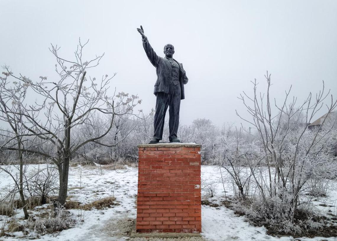 The bronze statue of Lenin at Memento Park in Budapest, Hungary, a museum exhibiting dozens of Socialist-era statues and monuments removed from the streets of Budapest after the fall of the communist regime.