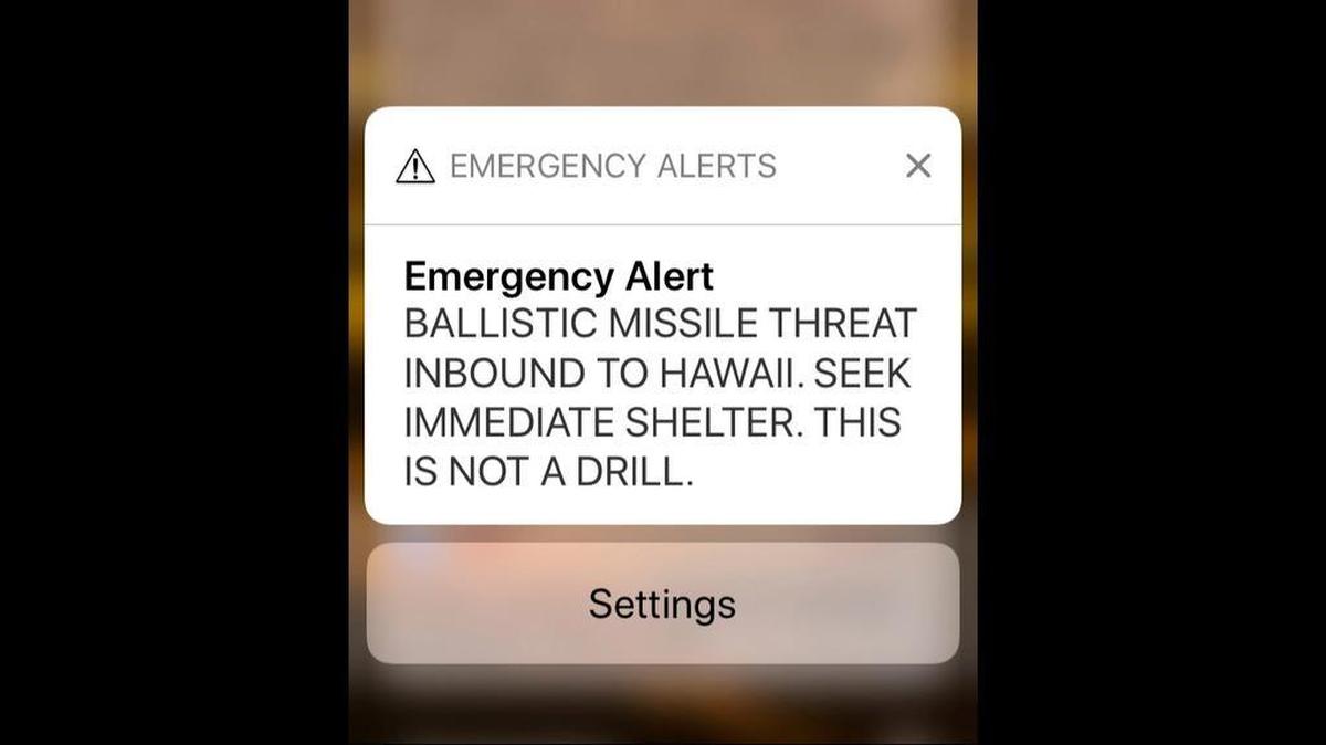 This smartphone screen capture shows the retraction of a false incoming ballistic missile emergency alert sent from the Hawaii Emergency Management Agency system on Saturday, Jan. 13, 2018.