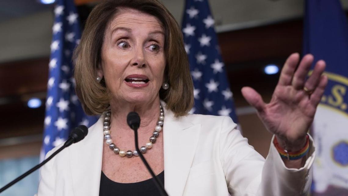 House Minority Leader Nancy Pelosi, D-Calif., talks with reporters on the morning after she and Senate Democratic Leader Chuck Schumer met with President Donald Trump seeking a legislative solution to the Deferred Action for Childhood Arrivals program, at the Capitol in Washington.
