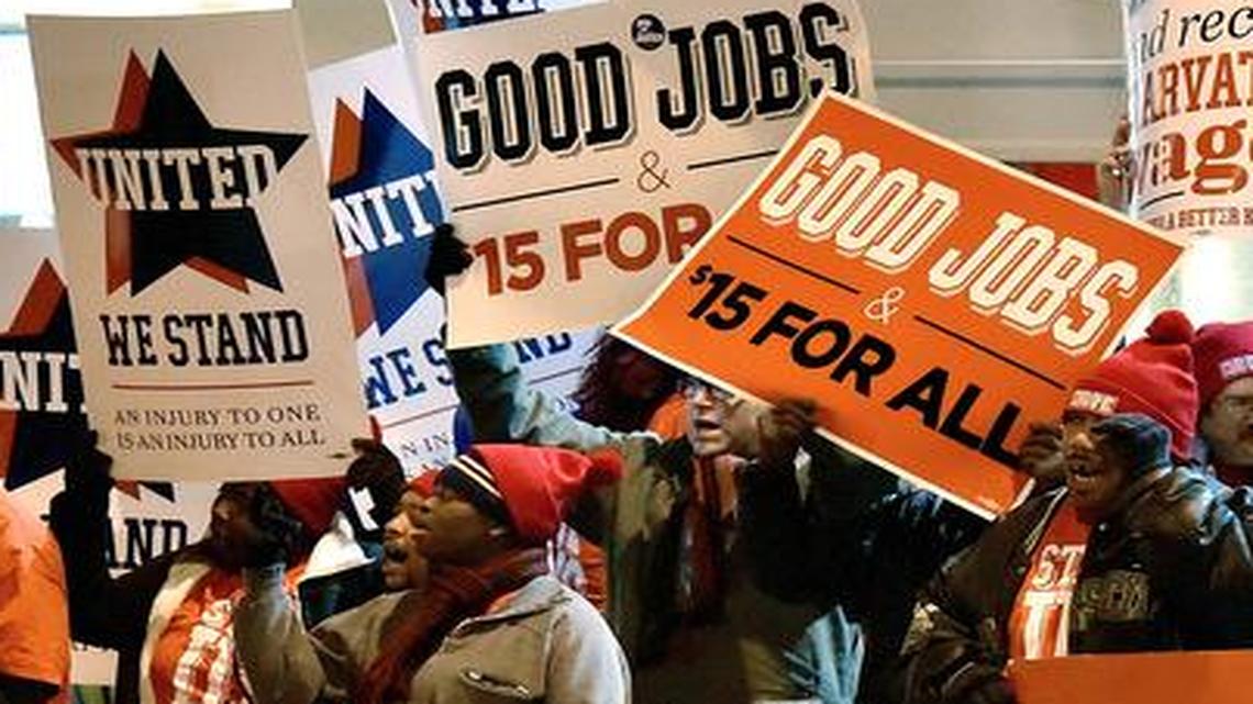 Protesters in Kansas City joined a national day of protest in favor of the $15 minimum wage.