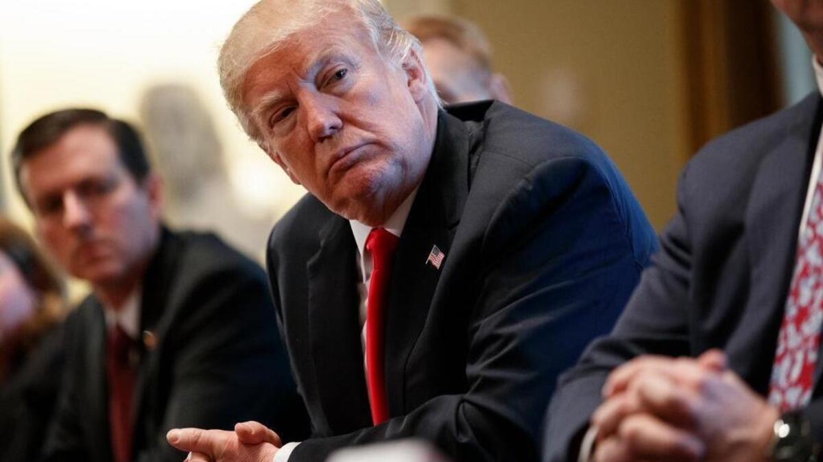 President Donald Trump listens during a meeting with steel and aluminum executives in the Cabinet Room of the White House, Thursday, March 1, 2018, in Washington. Trump's announcement that he will impose stiff tariffs on imported steel and aluminum has upended political alliances on Capitol Hill.