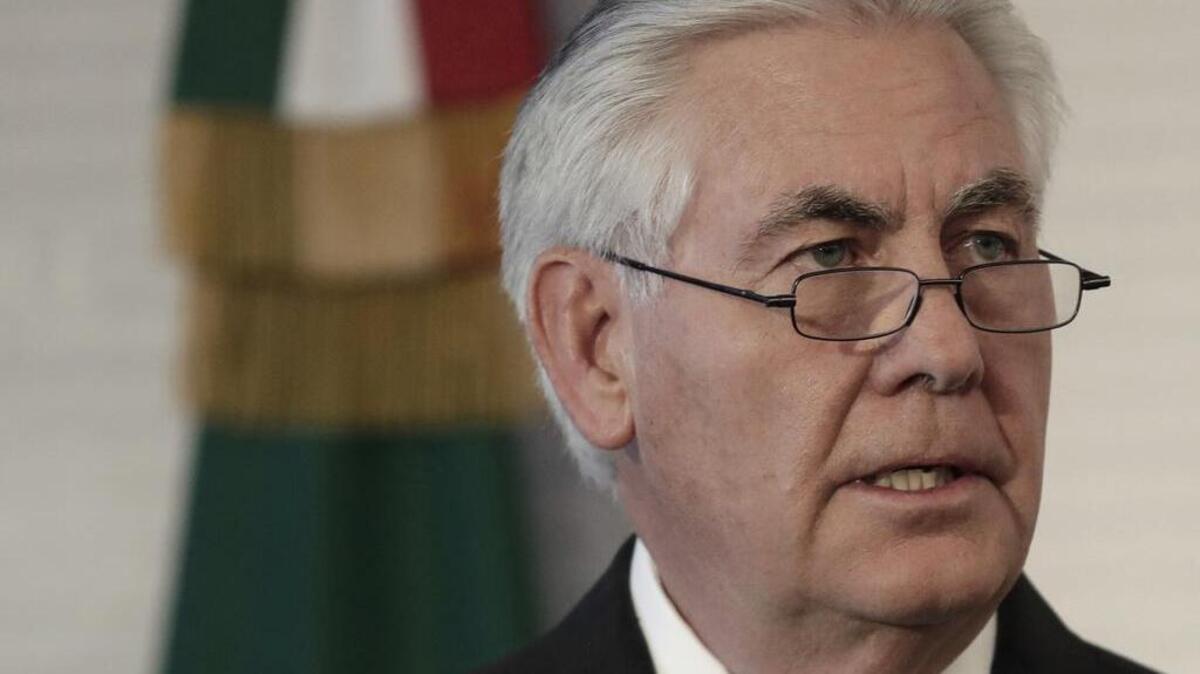 U.S. Secretary of State Rex Tillerson speaks during a joint statement to the press with Mexico's Foreign Relations Secretary Luis Videgaray, at the Foreign Affairs Ministry in Mexico City, Thursday, Feb. 23, 2017.