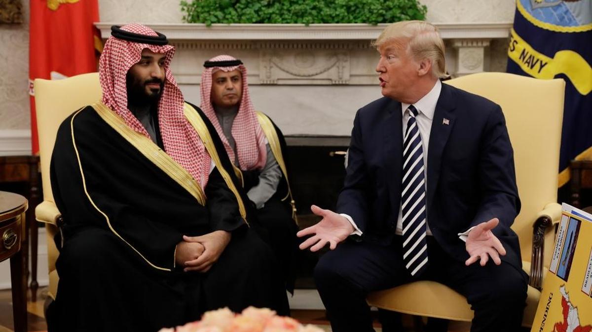 President Donald Trump meets with Saudi Crown Prince Mohammed bin Salman in the Oval Office of the White House, Tuesday, March 20, 2018, in Washington.