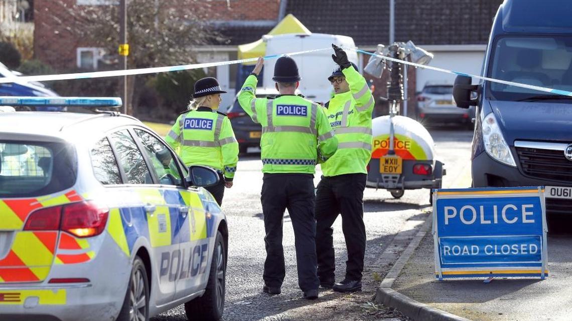 Police officers seal off a cul-de-sac in Salisbury, England, near to the home of former Russian ex-spy Sergei Skripal as a nerve agent is believed to have been used to critically injure him and his daughter Yulia. Britain's Home Secretary says the investigation into the nerve agent attack on a Russian ex-spy and his daughter is focusing on three sites â his home, a pub and a restaurant.