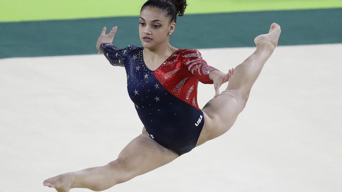 United States' Lauren Hernandez performs on the floor during the artistic gymnastics women's qualification at the 2016 Summer Olympics in Rio de Janeiro on Aug. 7, 2016.
