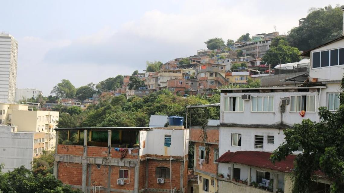 A view of 3,500-resident Chapeu Mangueira favela in Rio de Janeiro is seen on Aug. 7, 2016. The favela is located just three blocks east of Copcabana beach, a popular tourist zone where several Olympic sports are being held this month.