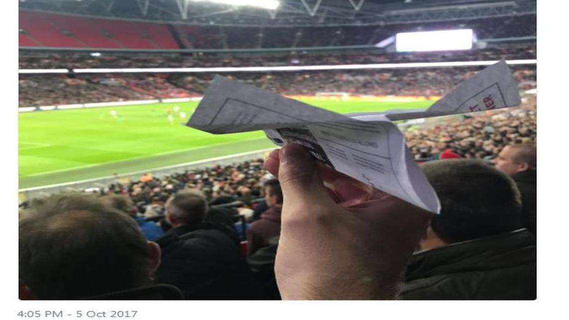 Thursday was the night of the paper airplanes at Wembley Stadium.