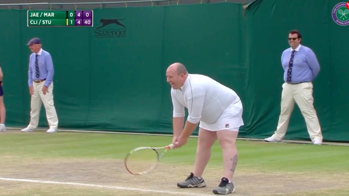 A fan at Wimbledon, identified by some British media outlets as Chris Quinn, got a makeover and a spot on the court on international TV after heckling a player