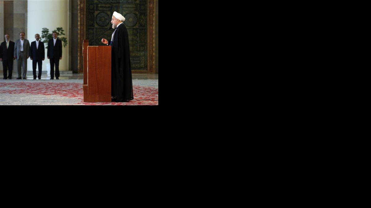 El presidente de Irán, Hassan Rouhani, durante un discurso televisado este martes, 14 de julio, anunciando el acuerdo alcanzado. 