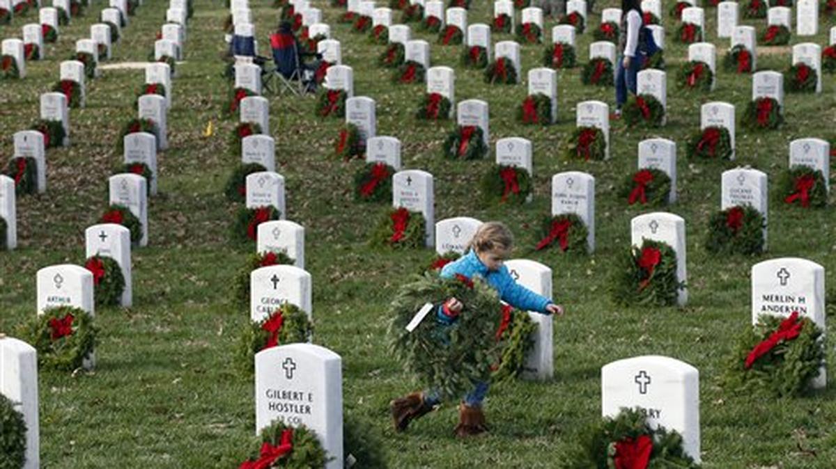 Wreaths Across America at Arlington National Cemetery in Virginia.